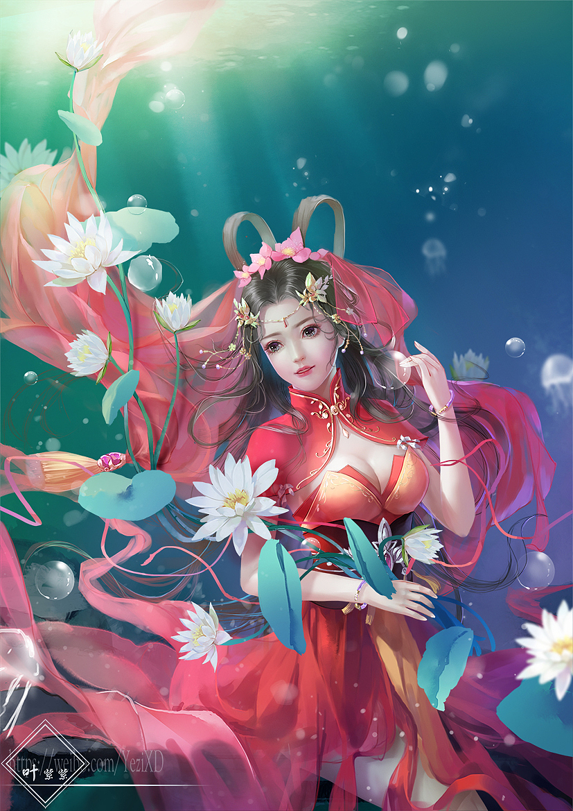 三国杀-貂蝉 花好月圆（图ZMTIxMjI0MzIw） - 艺术插画 - 站酷设计师叶紫紫y原创素材 - 站酷ZCOOL