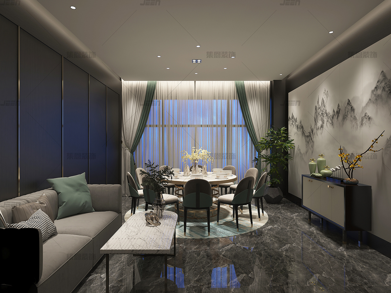 万富享粤式肥牛豆捞_火锅店设计_火锅店案例_集恩装饰