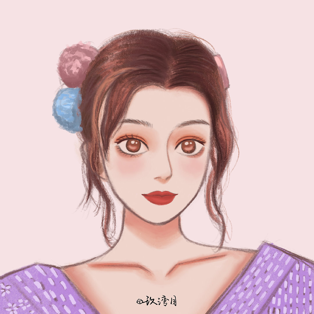 唯美头像插画美少女现代风