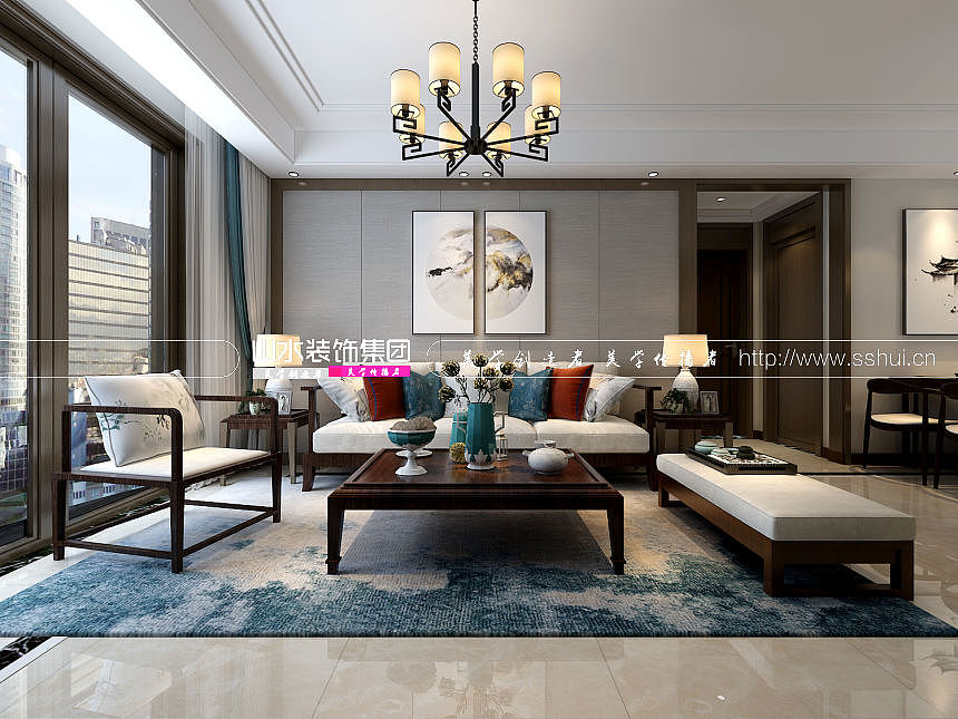 金大地翡翠公馆110平方新中式装修效果图