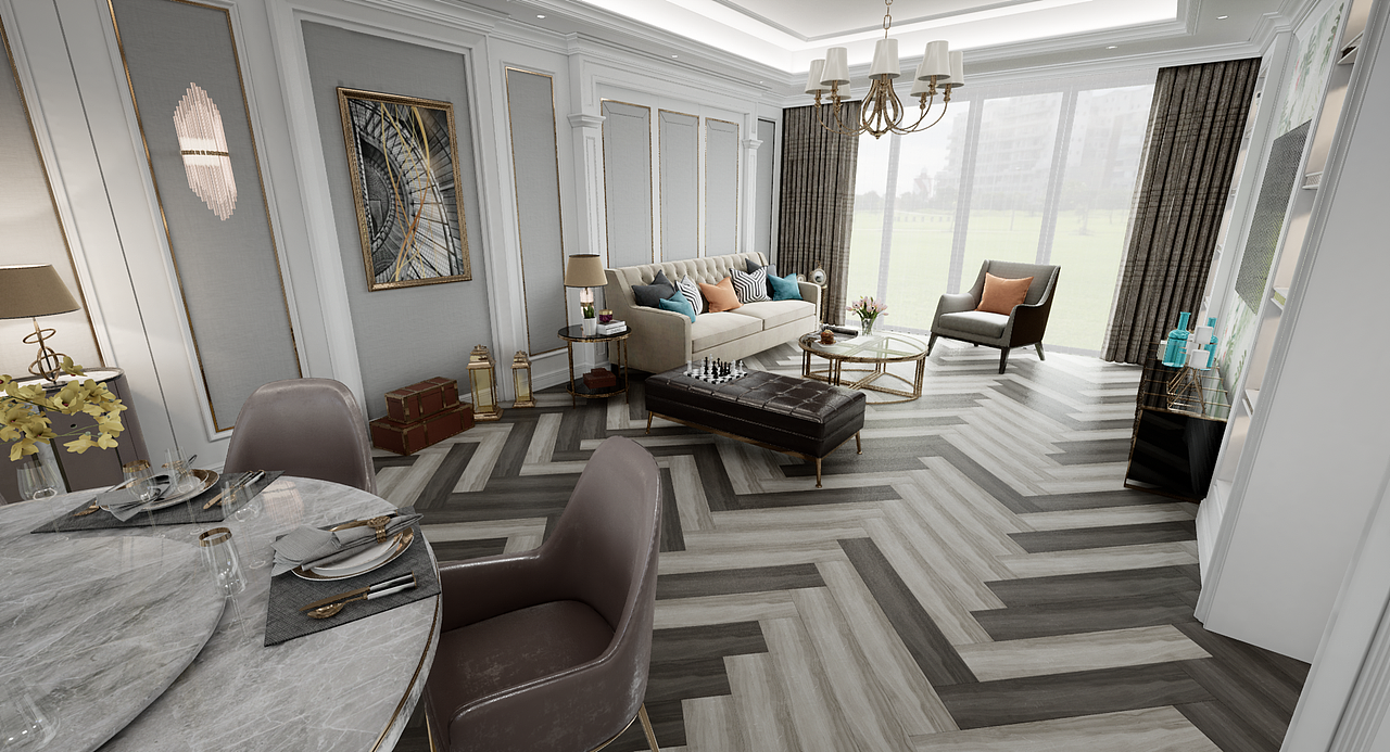简欧系列 客餐厅（图ZMjE4NDU2MzIw） - 建筑/空间 - 站酷设计师VRcool原创素材 - 站酷ZCOOL
