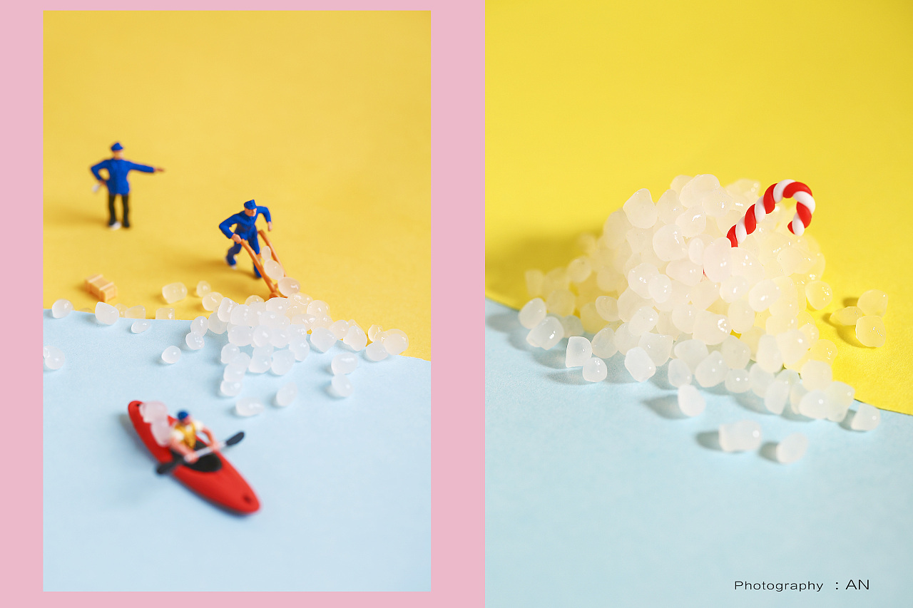 微缩小人摄影 | 一组浅色系水果茶