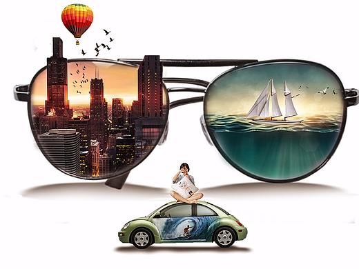 海伦眼镜创意海报