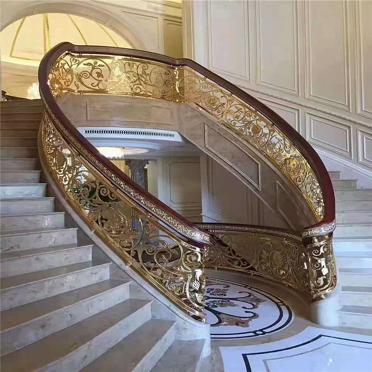 铝艺仿古铜旋转楼梯护栏众钰定制