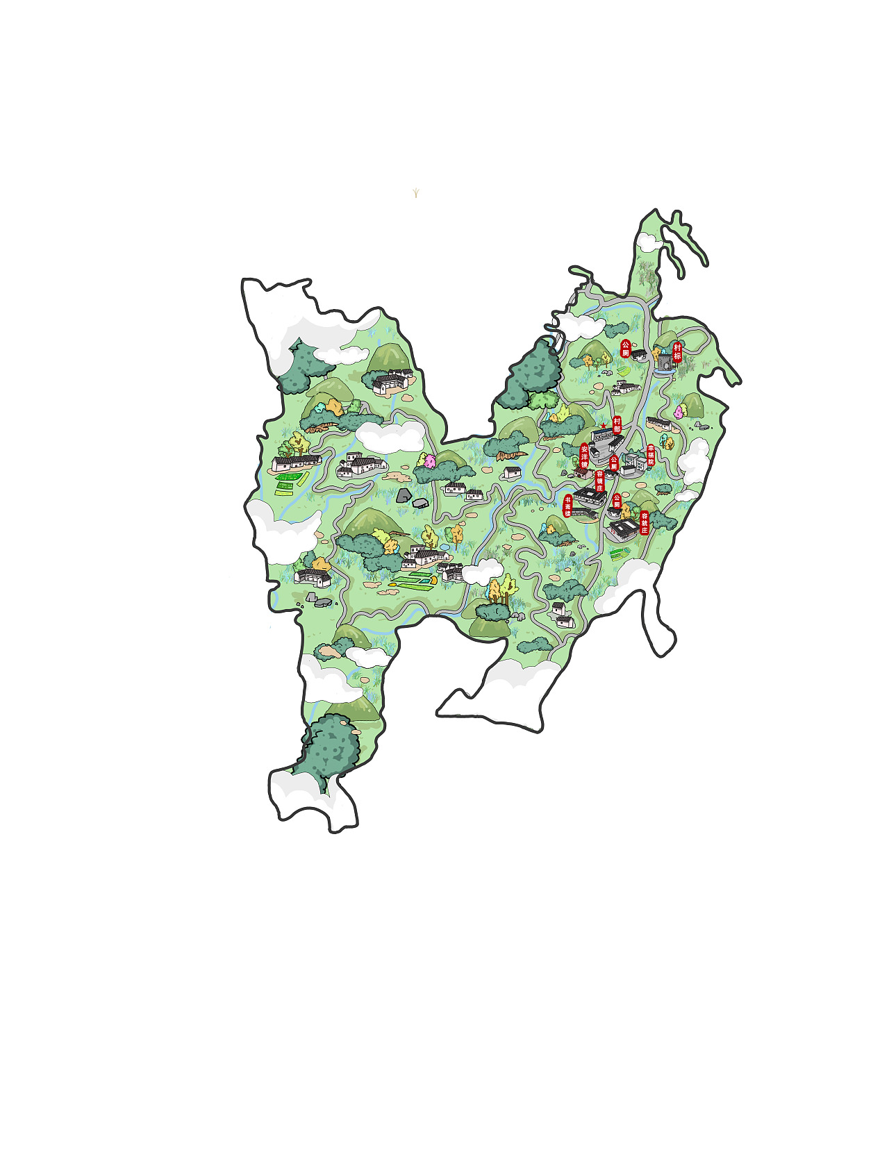霞拔乡地图手绘