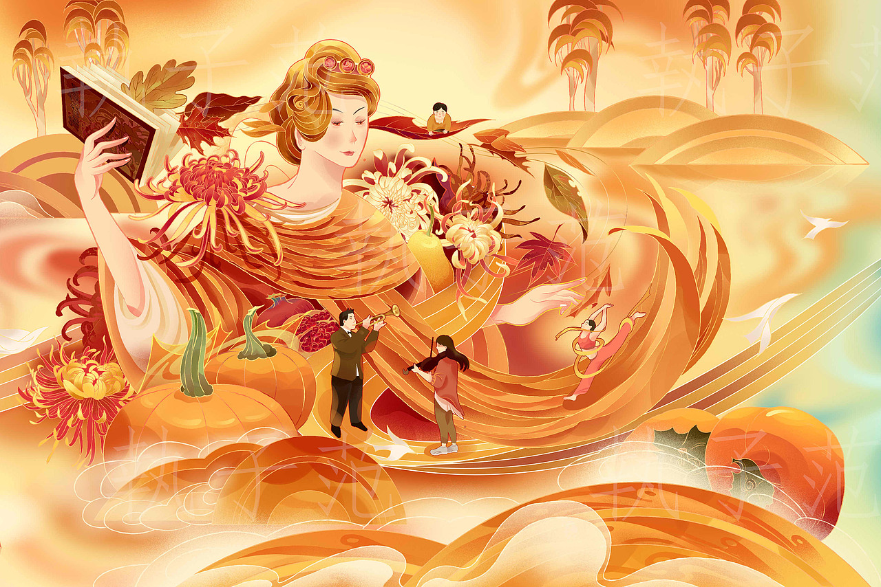四季女神春夏秋冬品牌插画长图（图ZMzAxMTc4MjMy） - 商业插画 - 站酷设计师執子范原创素材 - 站酷ZCOOL