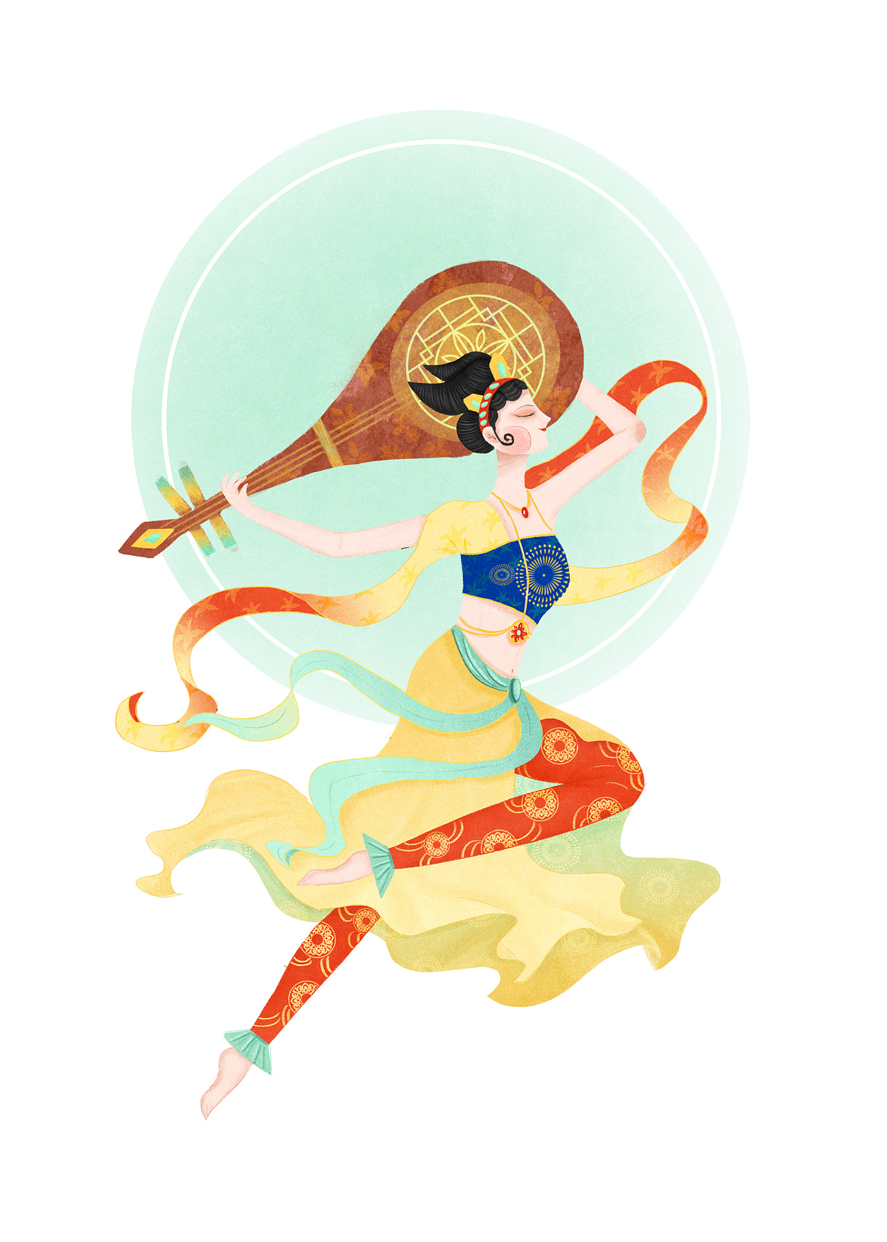 敦煌国风系列人物场景插画