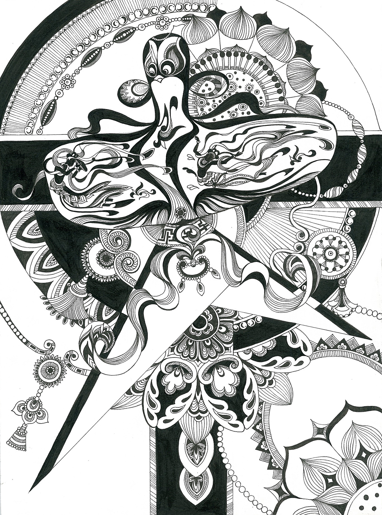 中国元素黑白图案练习