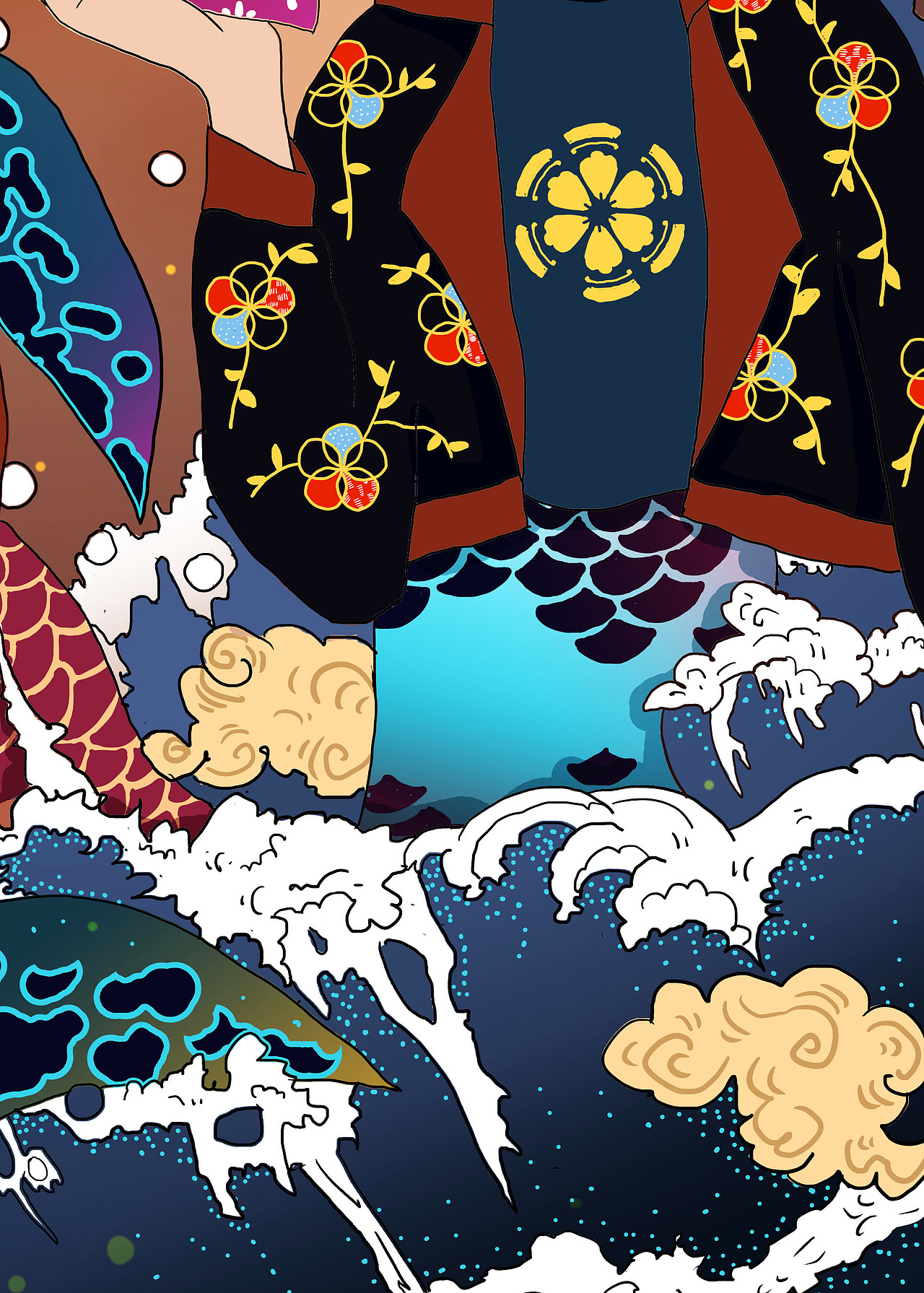 浮世绘恶人鱼（图ZODM5NTYwODA=） - 商业插画 - 站酷设计师狸子菌原创素材 - 站酷ZCOOL