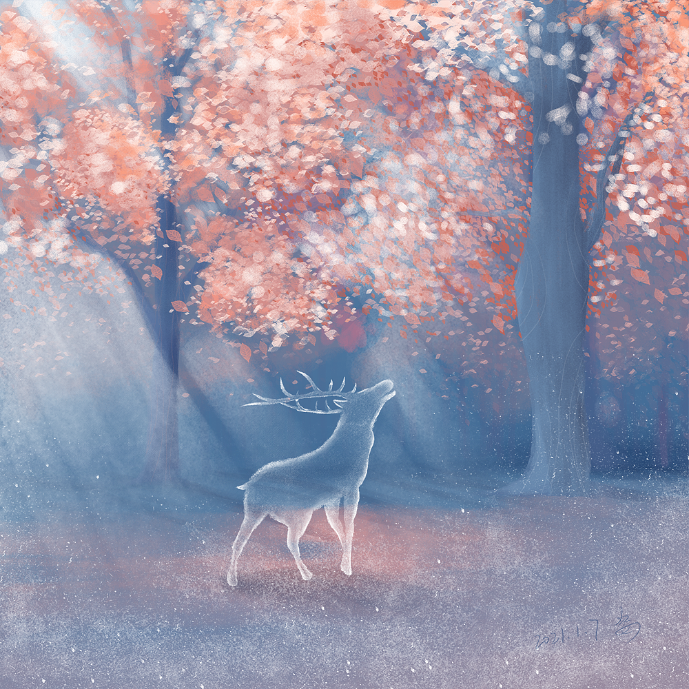 林间小路的小鹿,试了一下不同的色彩搭配,梦幻色彩～～深圳/设计爱好