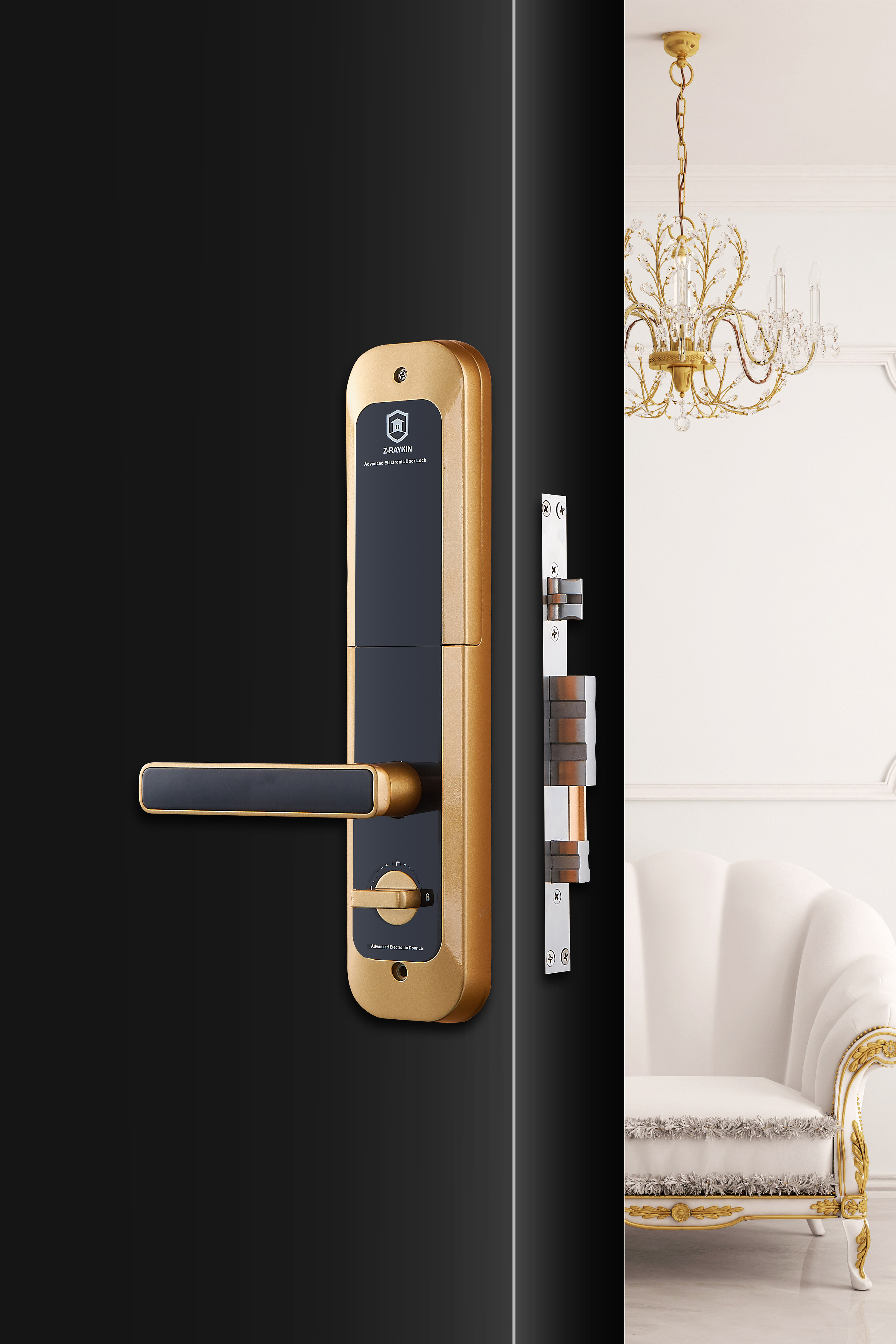 金属智能密码门锁拍摄及后期精修