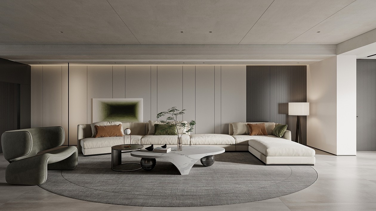 现代黑灰白客餐厅