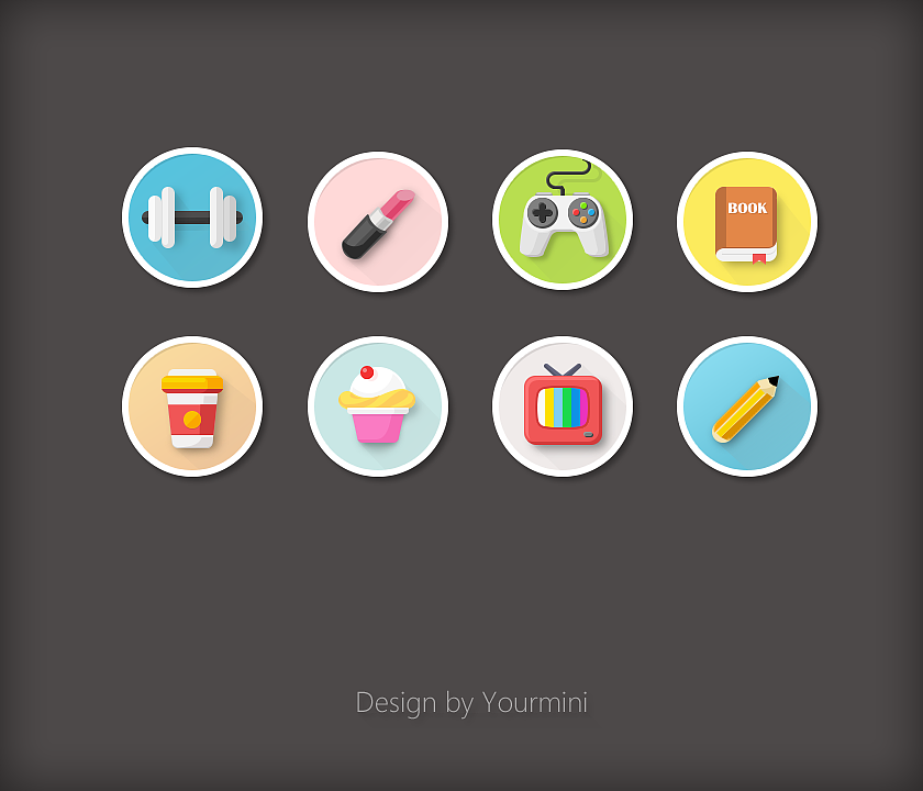 多彩生活-长投影风格icon-8枚（图ZMTUxNzM5MDA=） - 图标 - 站酷设计师yourmini原创素材 - 站酷ZCOOL