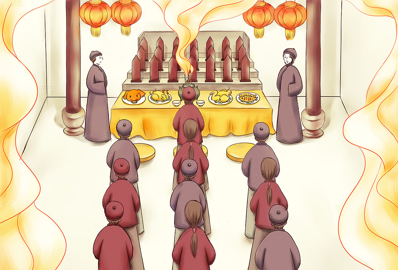 当代客家祭祖活动插画设计_西子mili-站酷zcool