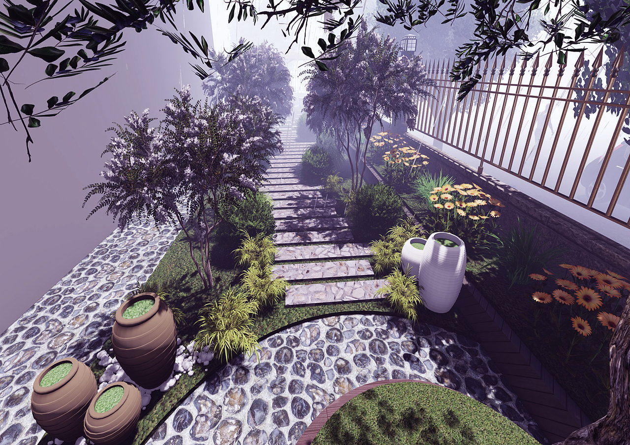 私家庭院景观效果图（图ZMTkzNTY2MTAw） - 景观设计 - 站酷设计师梨7151566原创素材 - 站酷ZCOOL