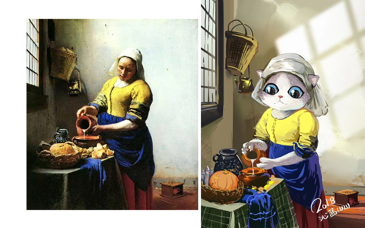 《倒牛奶的女仆》维米尔