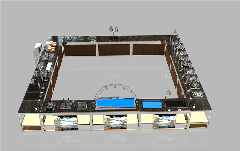 机关食堂大理石取餐台设备定制 组合移动布菲台设计制（图ZMTk4NzcxMTAw） - 场景 - 站酷设计师自助餐台布菲台原创素材 - 站酷ZCOOL