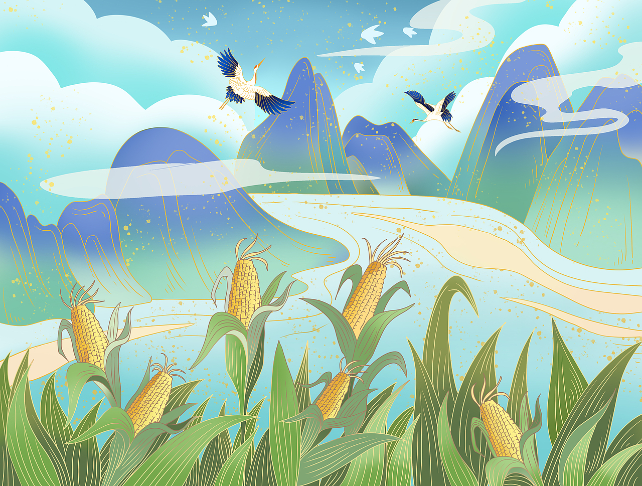 玉米植物国潮手提包装盒（图ZMjYxNTQ3Njg0） - 商业插画 - 站酷设计师由李设计工作室原创素材 - 站酷ZCOOL