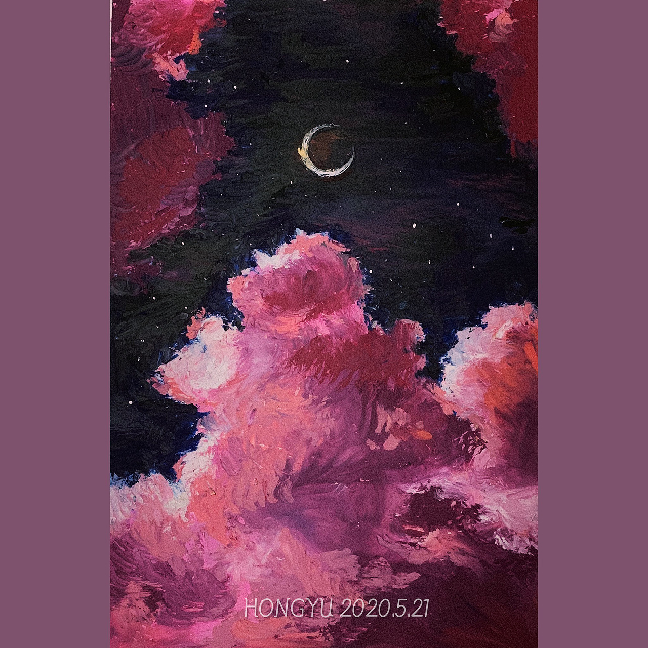 每日一画|油画棒原创插画夜空