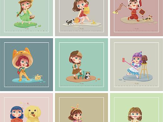 小女孩和她们的爱犬（个人主页-ZNTM3NTc4MjA=） - 儿童插画 - 站酷设计师兜兜木原创素材 - 站酷ZCOOL