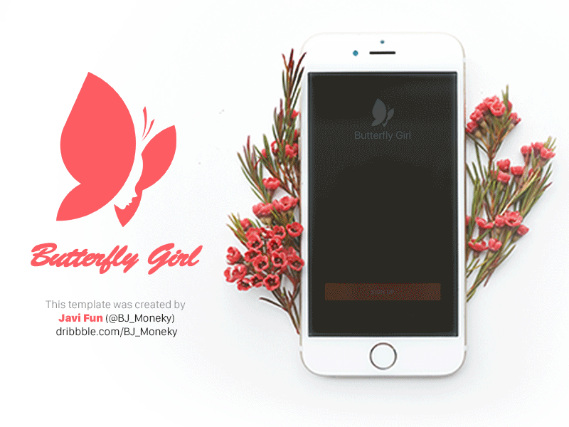 Butterfly Girl Iphone6 Mockup MOV（图ZOTQ4NjIwMDQ=） - APP界面 - 站酷设计师JaviFun原创素材 - 站酷ZCOOL