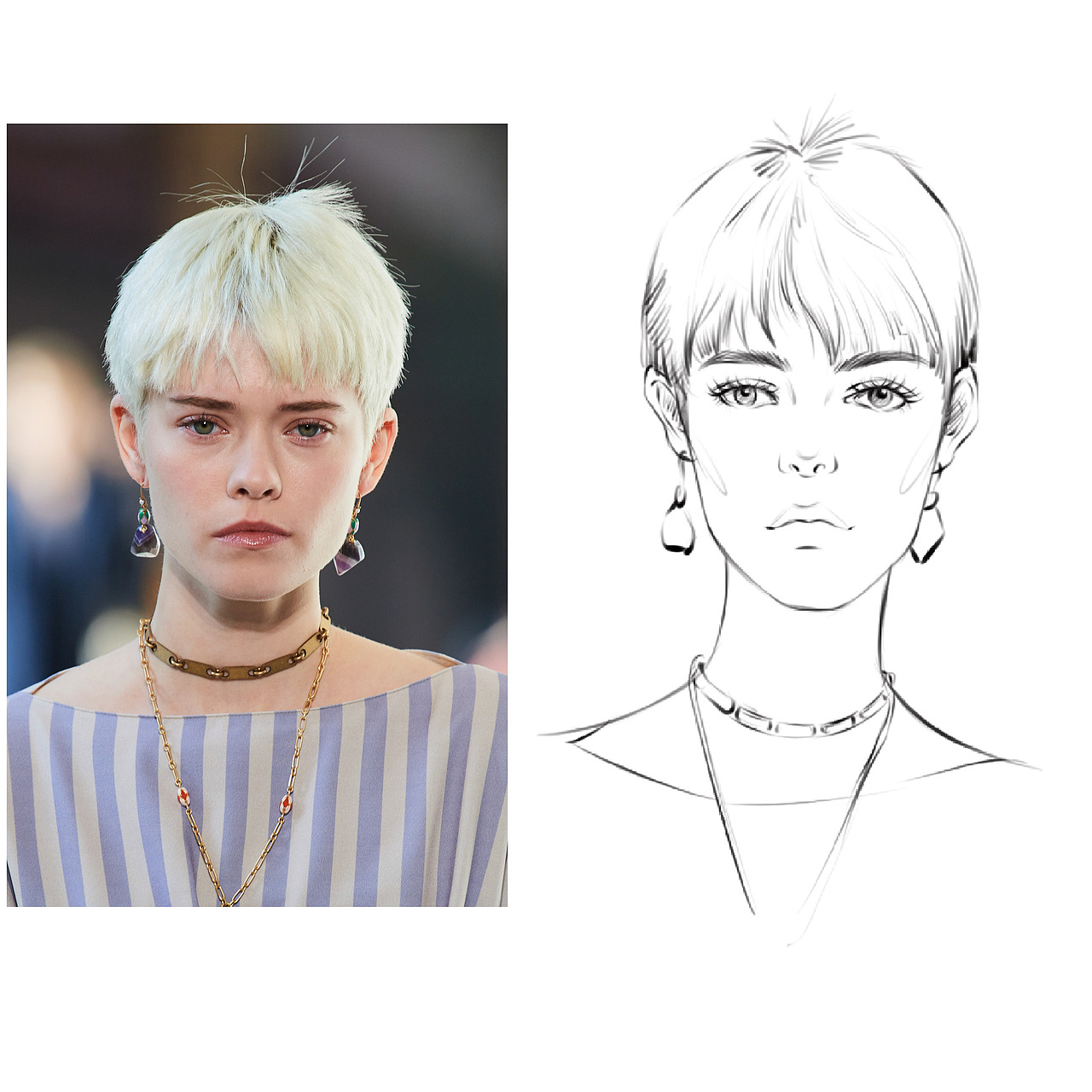 服装设计手绘～头部速写