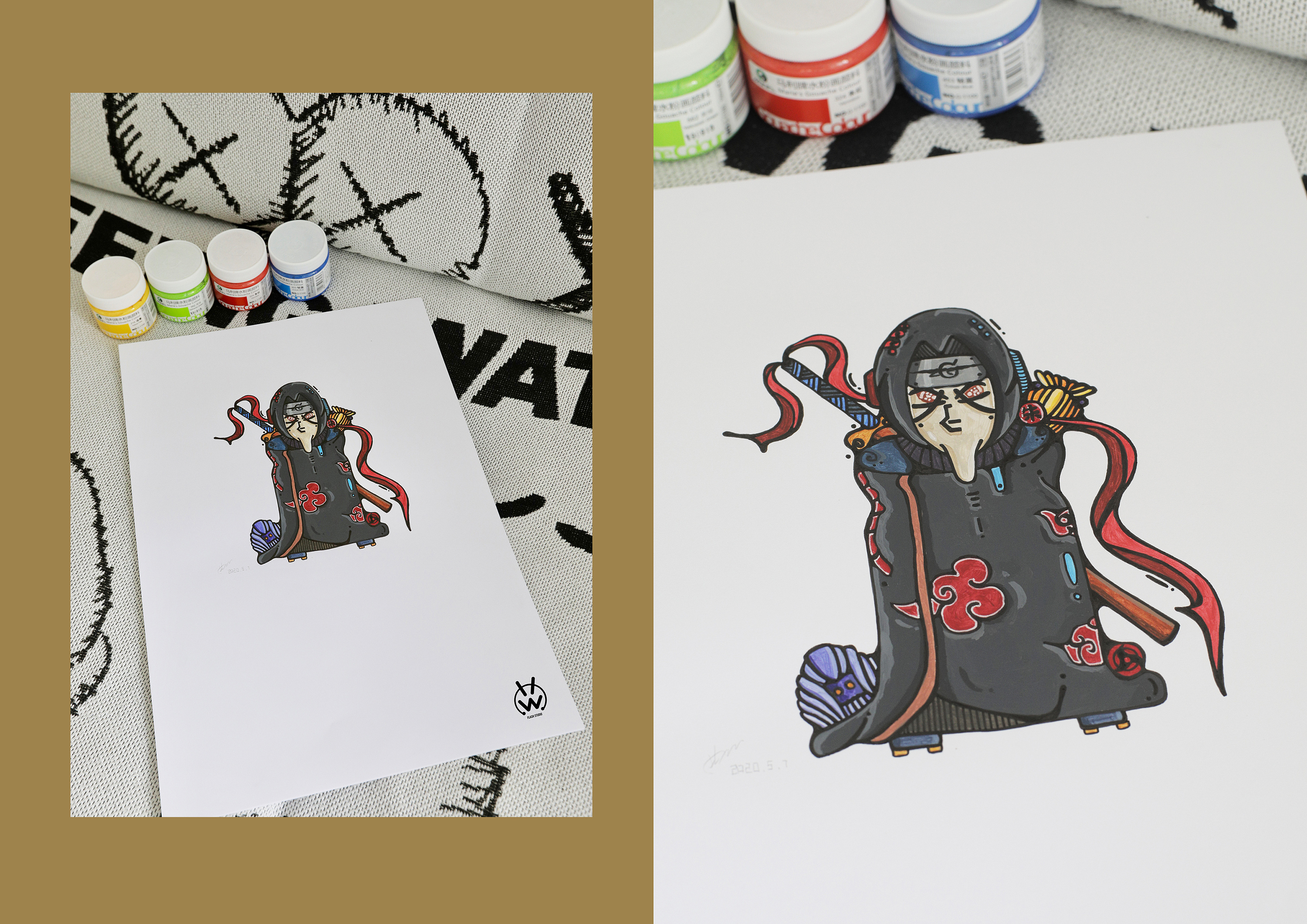 火影忍者——手绘水粉角色插画《晓组织全套人物设定》