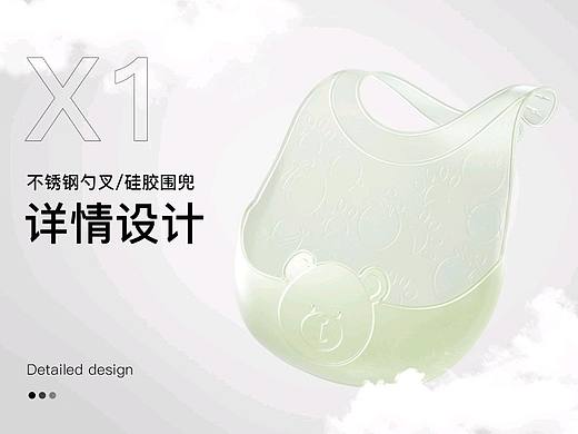 两款白色系C4D详情页渲染 不锈钢勺叉&硅胶围兜