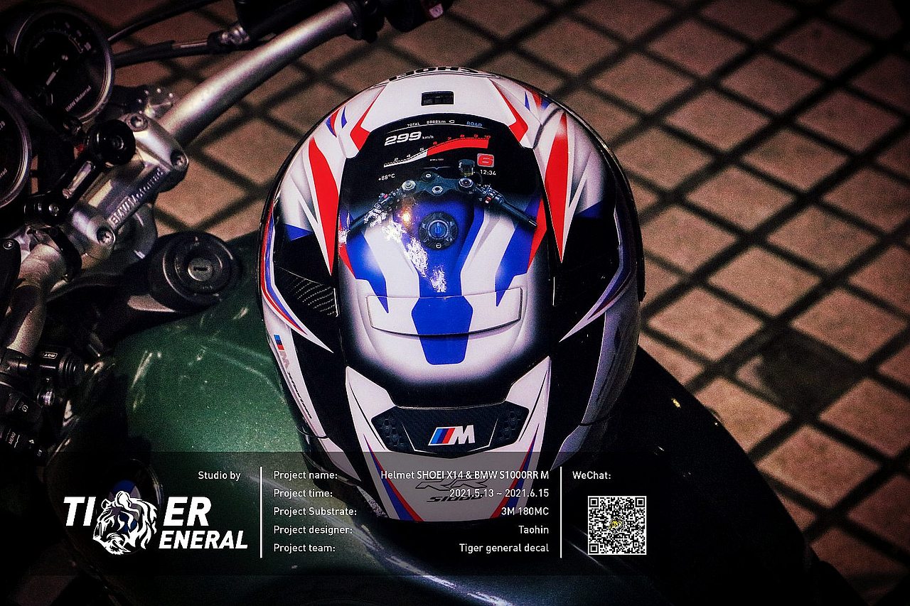 头盔涂装｜SHOEI X14 宝马摩托车机车 S1000RR M 涂装（图ZMjc1OTI5MTk2） - 手办/模玩 - 站酷设计师虎将贴花原创素材 - 站酷ZCOOL