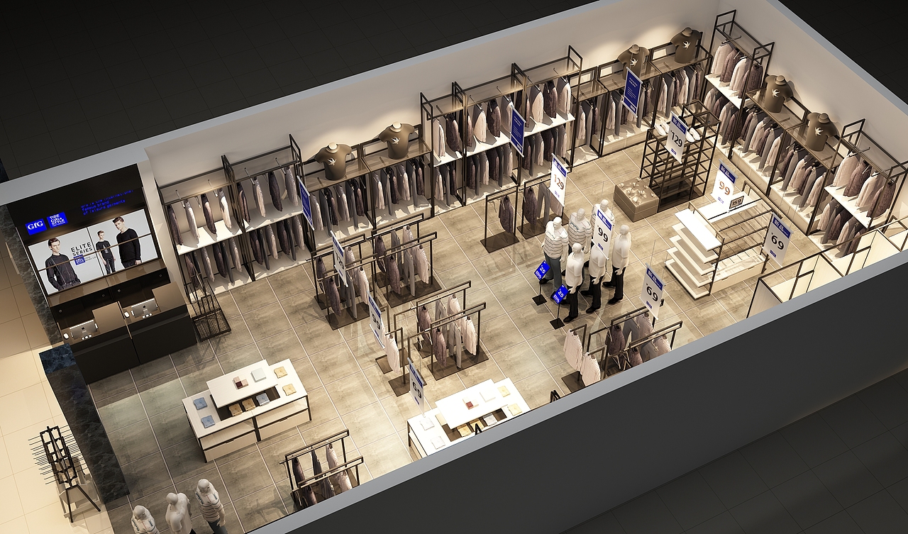 服装店道具、服装店货架设计，服装店陈列架，服装卖场（图ZMTU5NzYxNzky） - 工业用品/机械 - 站酷设计师广州山月货架小尹原创素材 - 站酷ZCOOL