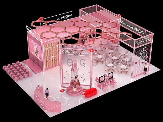 广州美博会彩妆展台设计搭建施工现场