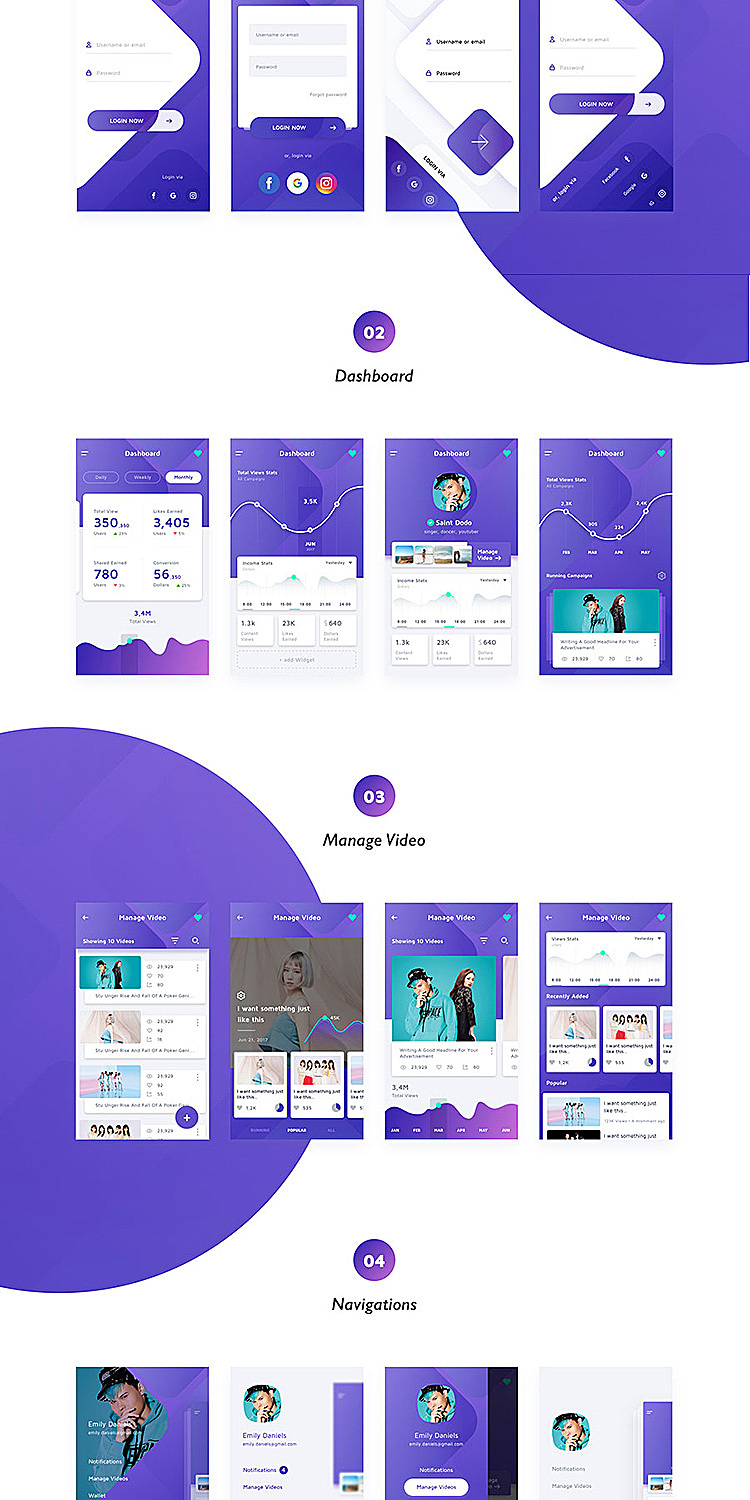 蓝色交友社交互动个人媒体社交手机APPUI界面H5小程序