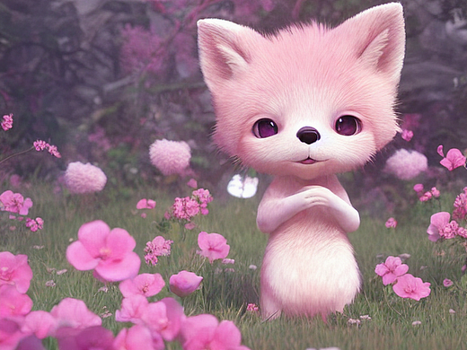 ai创作实验室#一只可爱可爱的小粉色狐狸