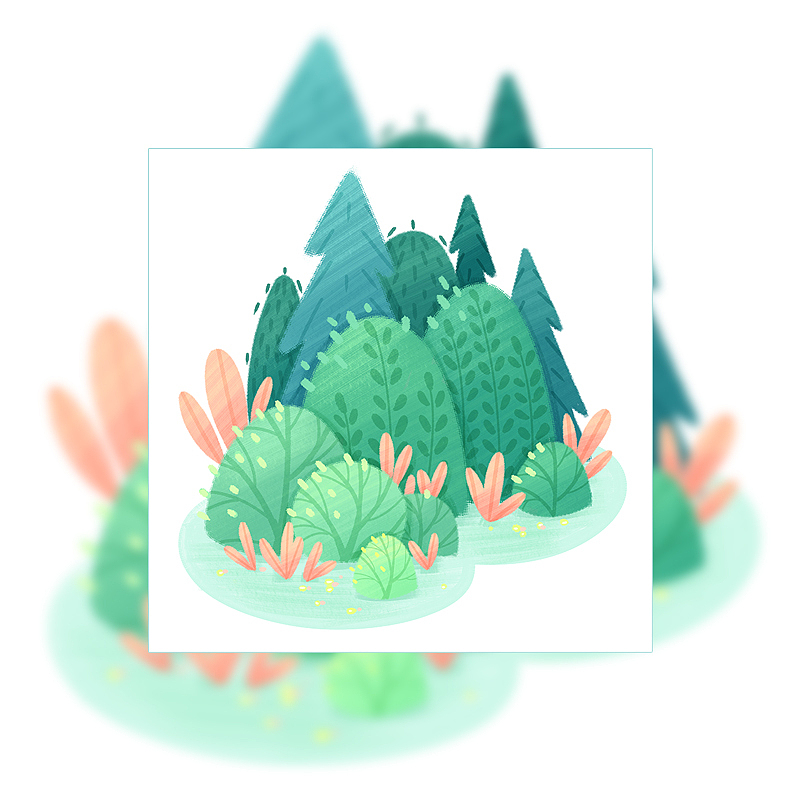 森林木屋植物小景插画（图ZMjczMjU1Nzc2） - 创作习作 - 站酷设计师董搞搞原创素材 - 站酷ZCOOL