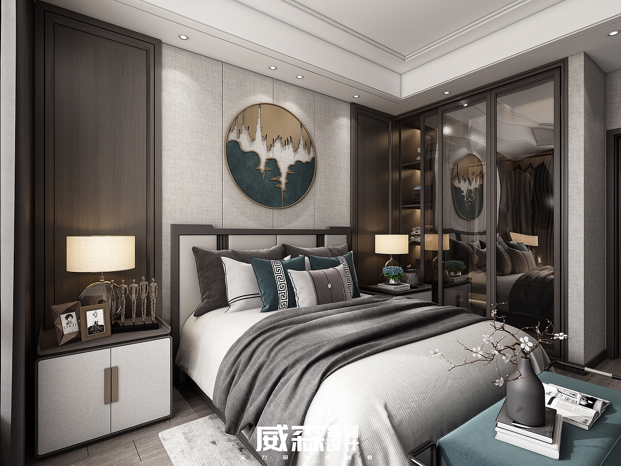 家装|新中式样板间（图ZMjA3MTYzNDc2） - 家装设计 - 站酷设计师VS18656027090原创素材 - 站酷ZCOOL