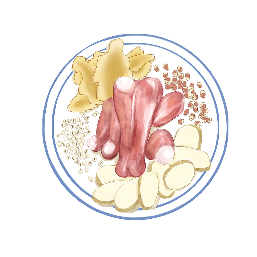 原创作品:手绘汤疗食材