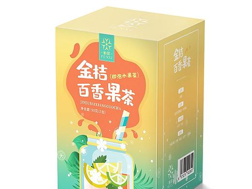 粉犀金桔百香果茶包装+电商详情设计
