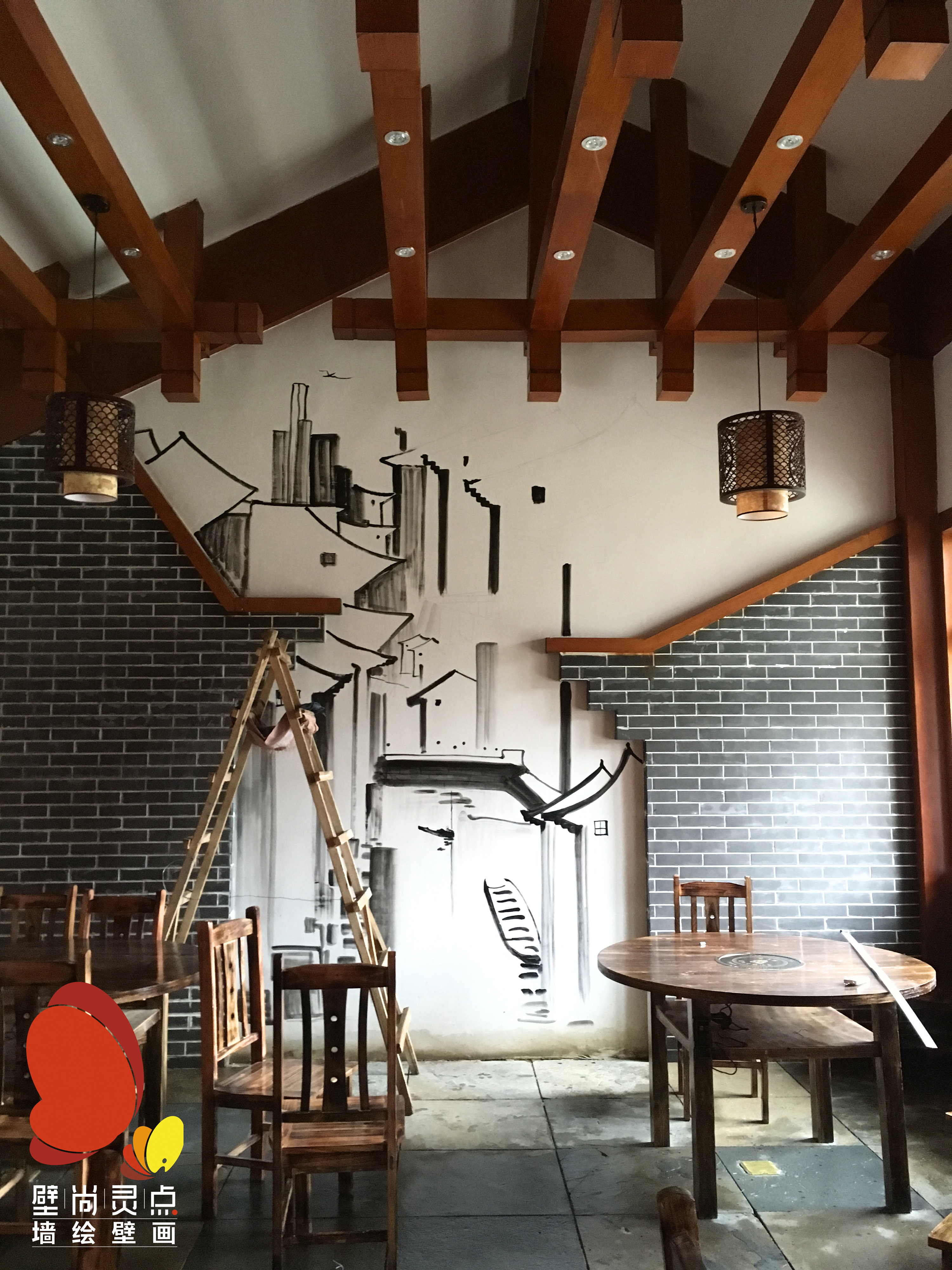 餐馆手绘|其他|墙绘/立体画|壁尚灵点之安明 - 原创作品 - 站酷