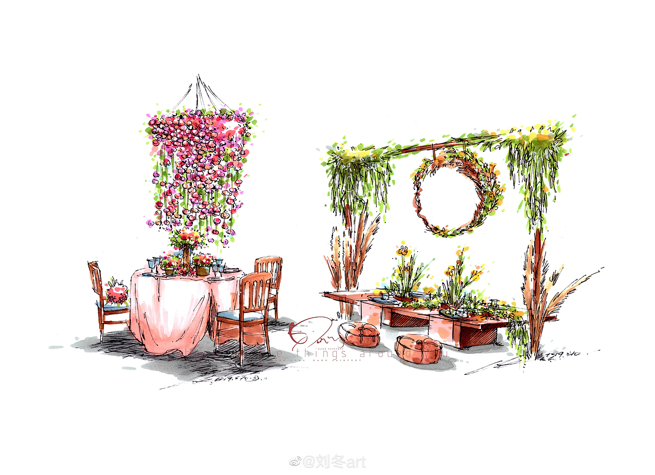 是花还是画都为美而来【花艺手绘】（图ZMTU5ODM5NDI0） - 绘画 - 站酷设计师咚咚婚礼手绘原创素材 - 站酷ZCOOL