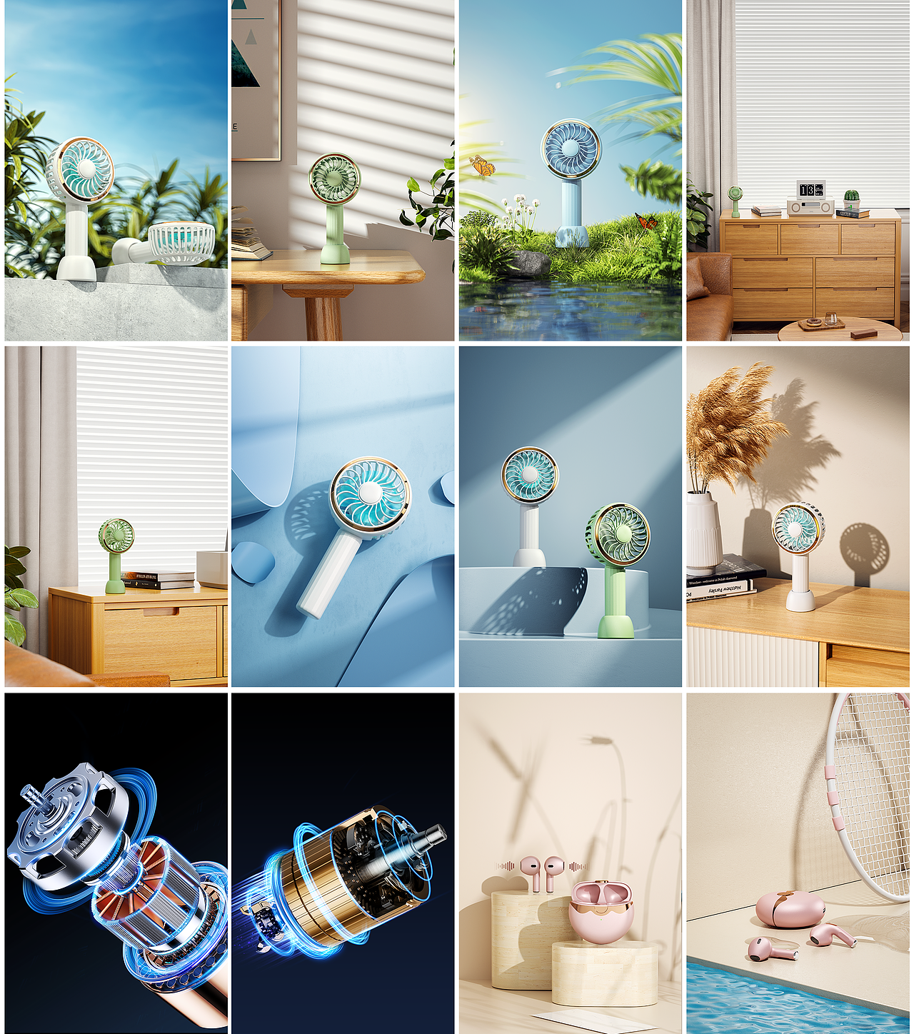 手持小风扇&耳机-建模渲染