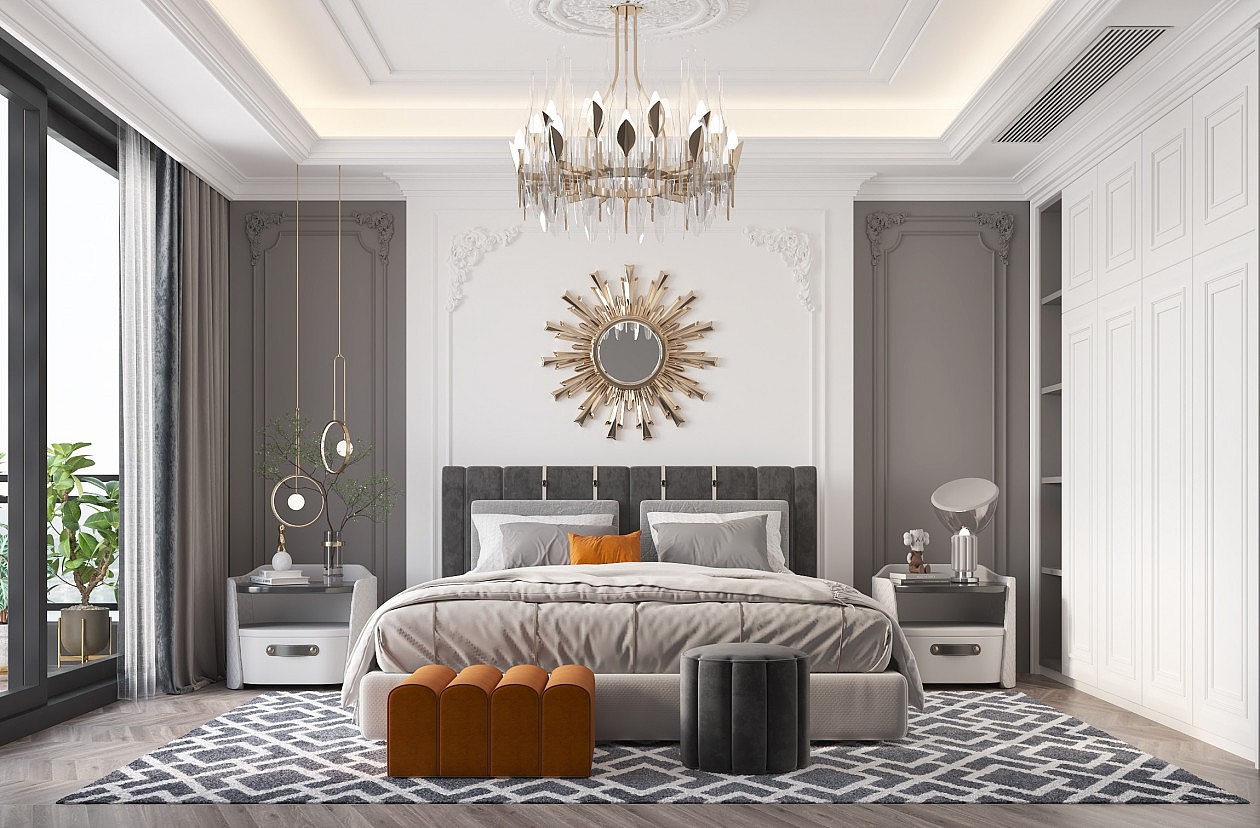 简欧轻奢风格客餐厅效果图