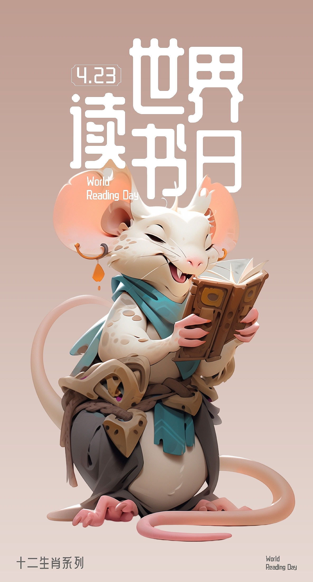 世界读书日海报--十二生肖系列 AIGC