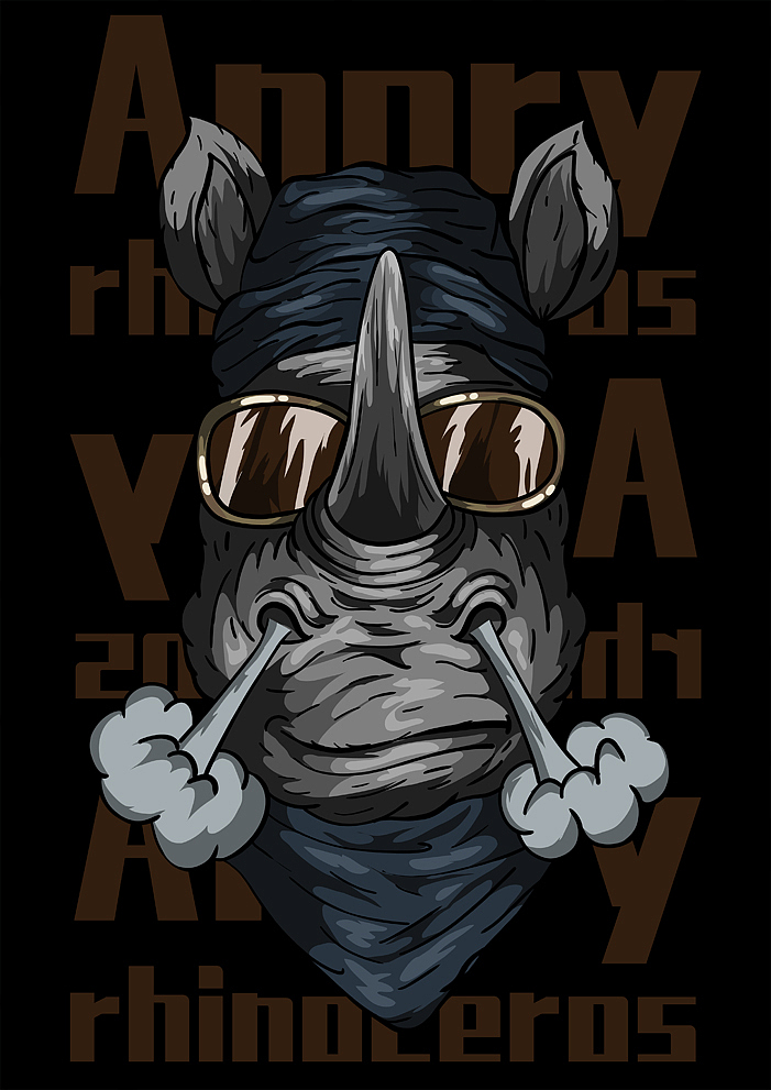 原创插画 生气的犀牛