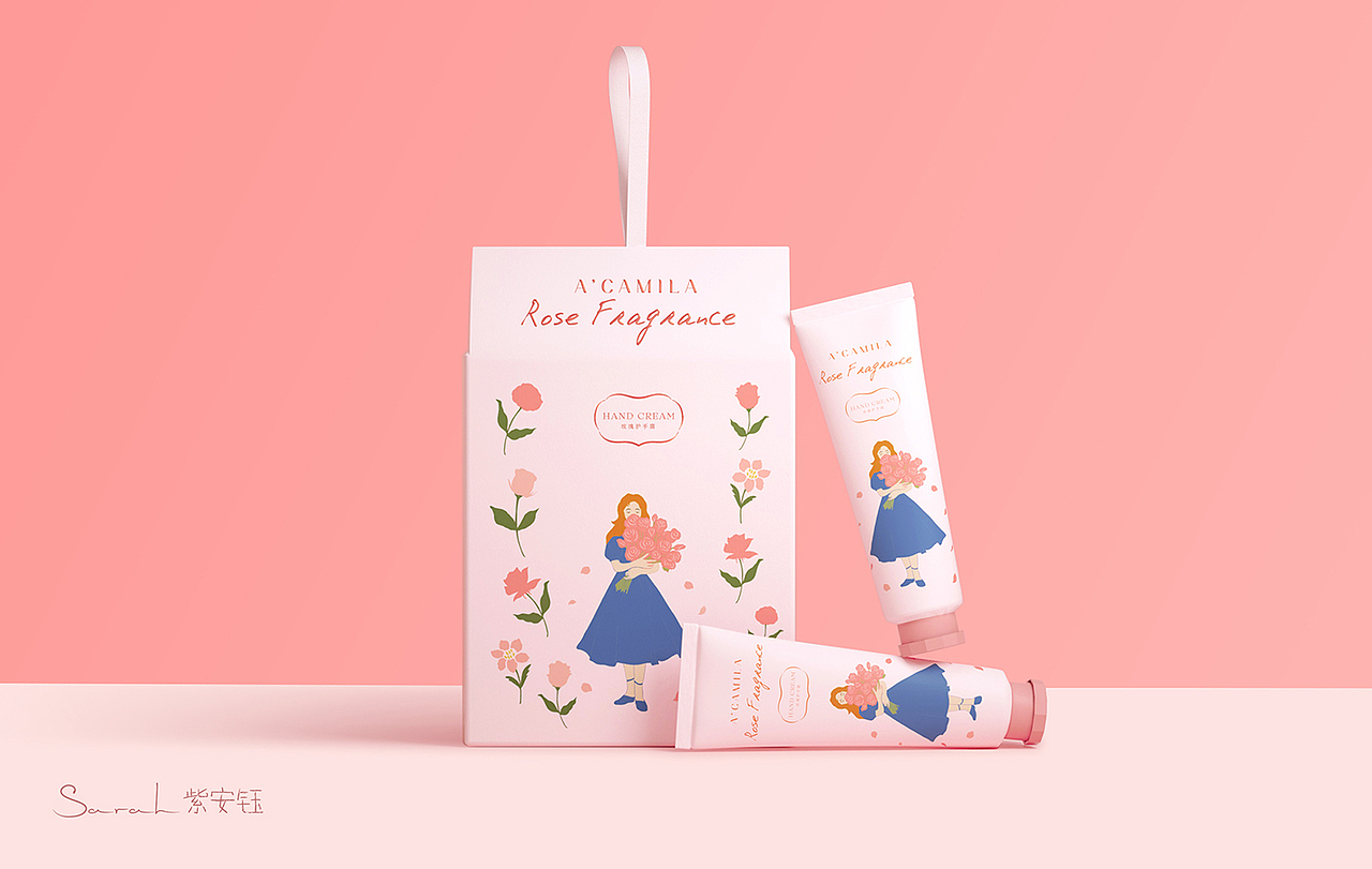camila玫瑰香氛护手霜包装设计