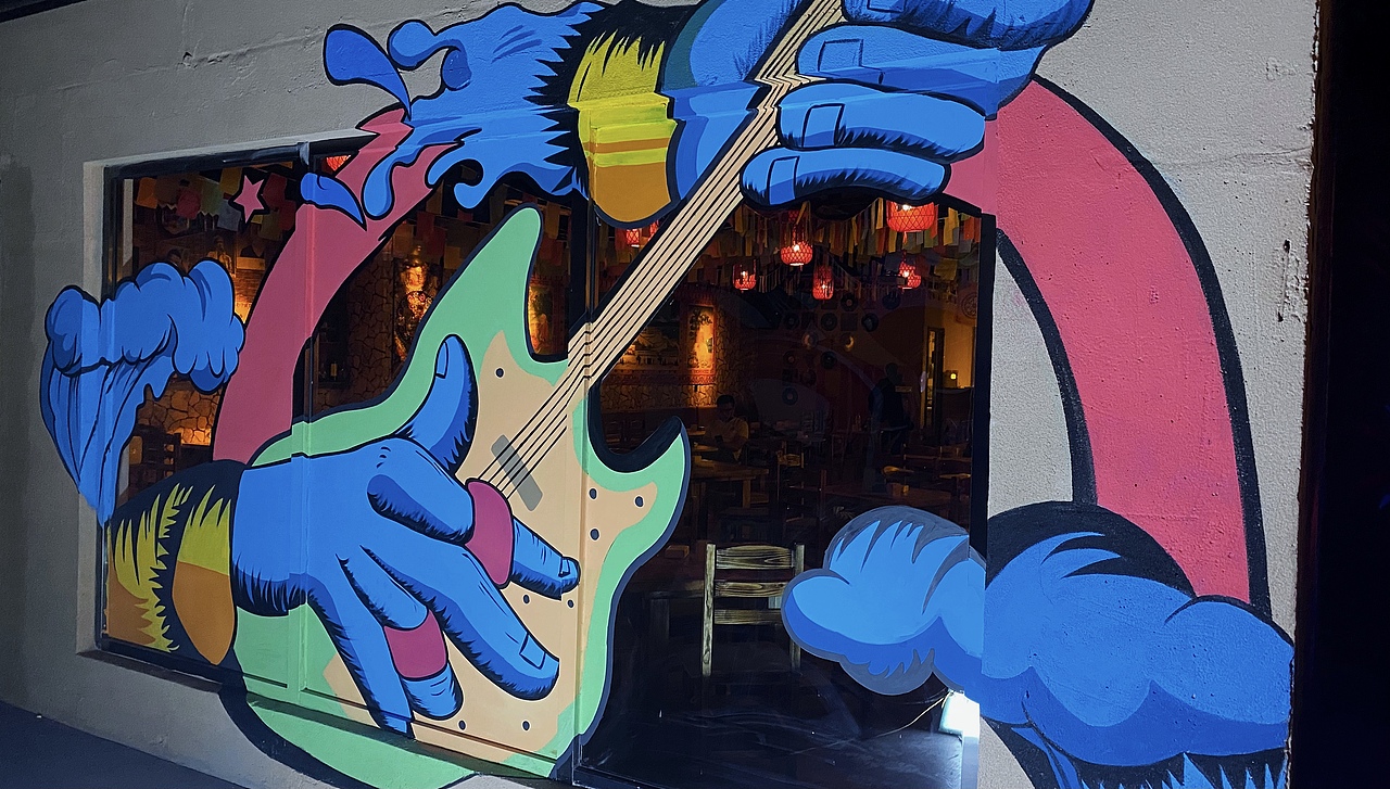 山西民谣酒吧墙绘彩绘墙体彩绘壁画涂鸦