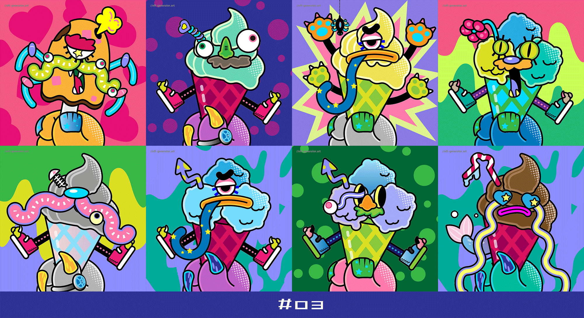 怪兽冰淇淋制造工厂｜NFT头像（图ZMzE1Nzc1MjY4） - IP形象 - 站酷设计师猫打劫原创素材 - 站酷ZCOOL