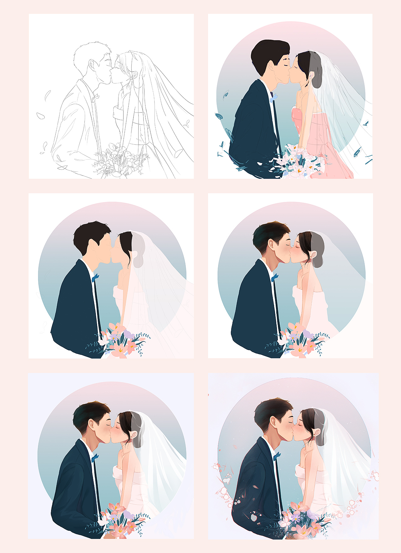 原创插画|婚纱头像（图ZMzQ4MjE4NDE2） - 创作习作 - 站酷设计师浅夏如烟原创素材 - 站酷ZCOOL