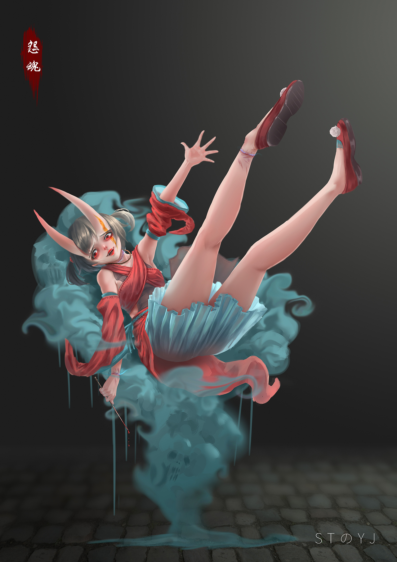 鬼娘（图ZMzA0NDQ4OTky） - 创作习作 - 站酷设计师桑田妖精原创素材 - 站酷ZCOOL