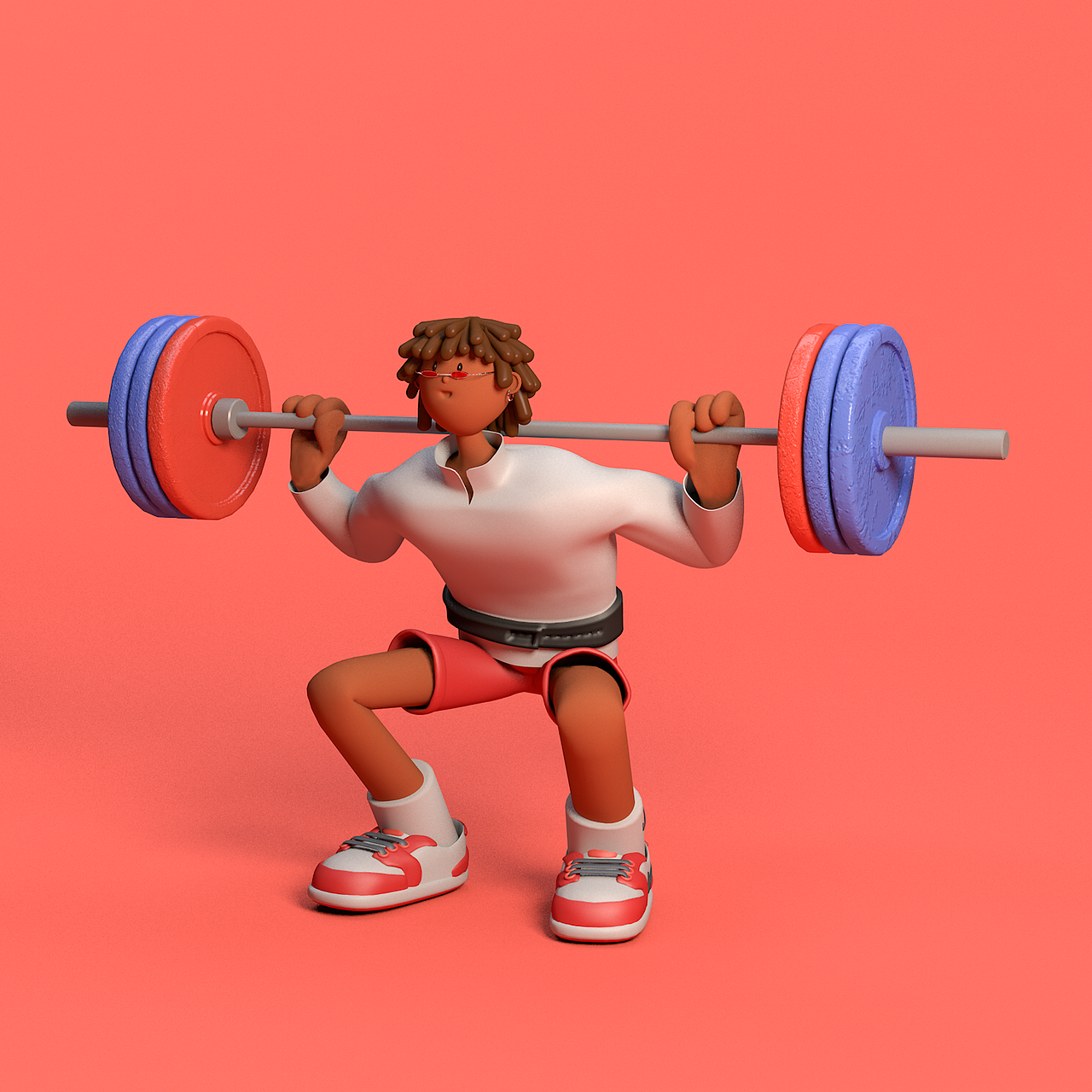 这孩子可真能蹲哦 红色片25kg,蓝色片20kg,加上杠铃杆,150公斤深蹲做