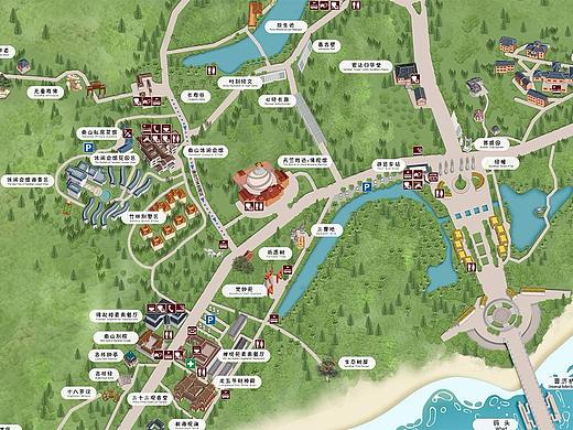 手绘地图.南山景区手绘地图 .5A级景区卡通地图